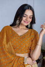 DEIANA'S Jacquard With Jari Print Weaving Lehenga Choli - Off White - Distacart