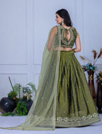 DEIANA'S Heavy Embroidery With Sequence Work Lehenga Choli - Mehndi - Distacart