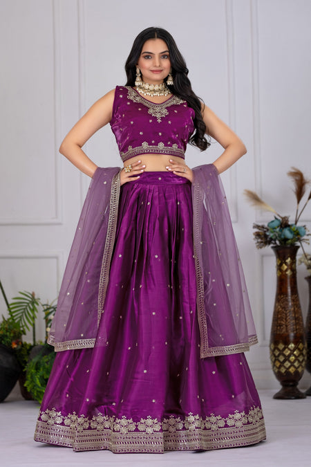 DEIANA'S Heavy Embroidery With Sequence Work Lehenga Choli - Wine