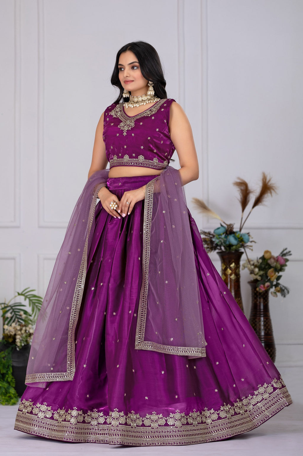 DEIANA'S Heavy Embroidery With Sequence Work Lehenga Choli - Wine - Distacart