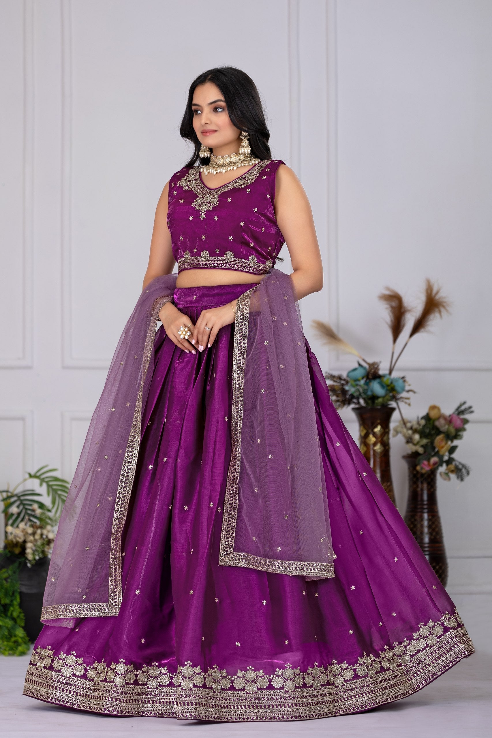 DEIANA'S Heavy Embroidery With Sequence Work Lehenga Choli - Wine - Distacart