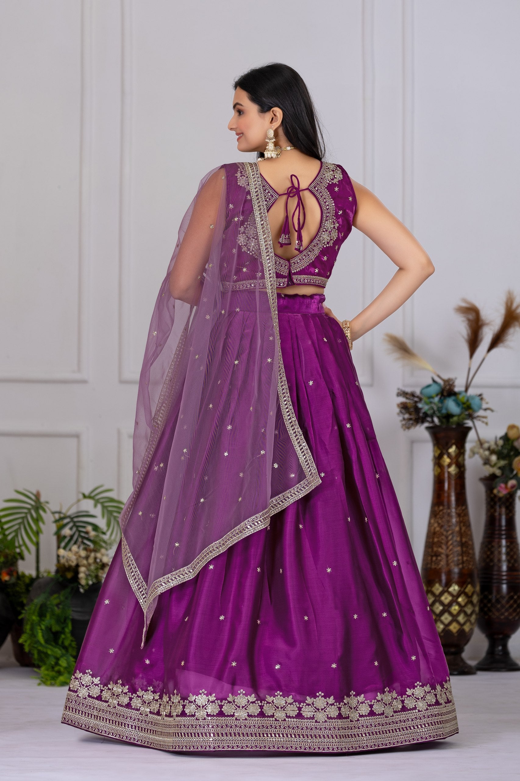 DEIANA'S Heavy Embroidery With Sequence Work Lehenga Choli - Wine - Distacart