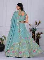 DEIANA'S Heavy Embroidery With Multi Thread Work Lehenga Choli - Firozi - Distacart