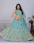 DEIANA'S Heavy Embroidery With Multi Thread Work Lehenga Choli - Firozi - Distacart