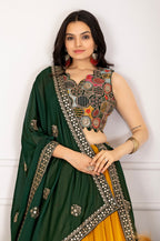 DEIANA'S Heavy Plain with crease work Lehenga Choli - Yellow - Distacart