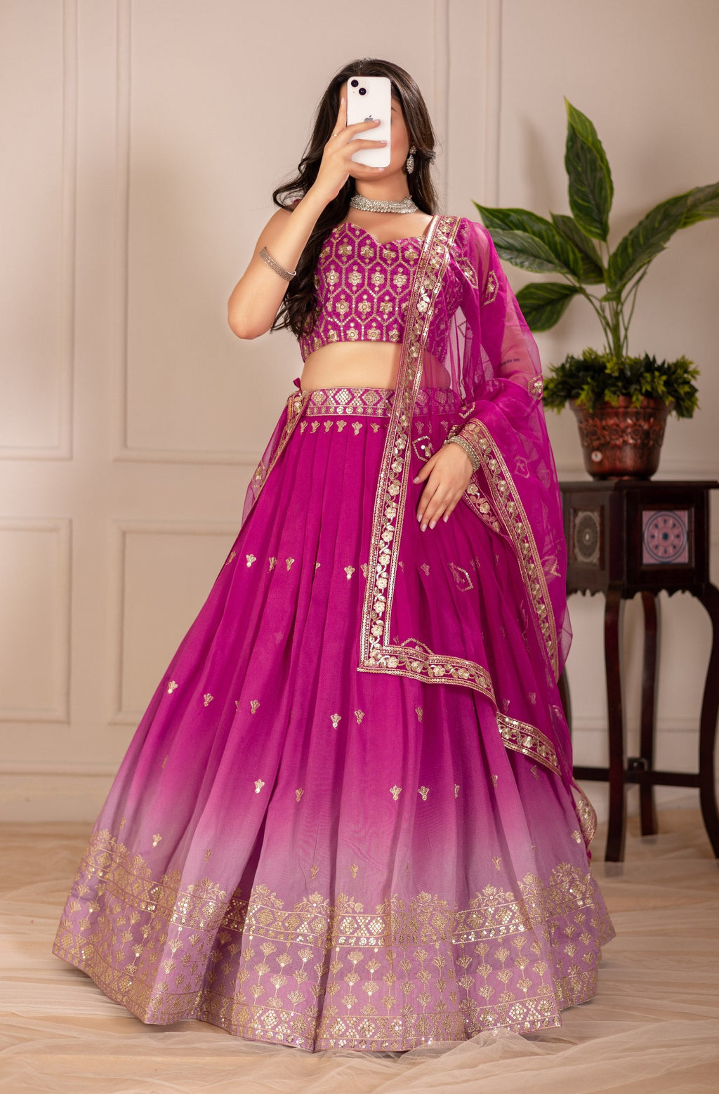 DEIANA'S Heavy Embroidery With Thread Work Lehenga Choli - Pink - Distacart