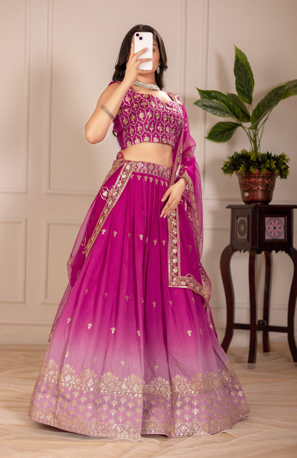 DEIANA'S Heavy Embroidery With Thread Work Lehenga Choli - Pink - Distacart