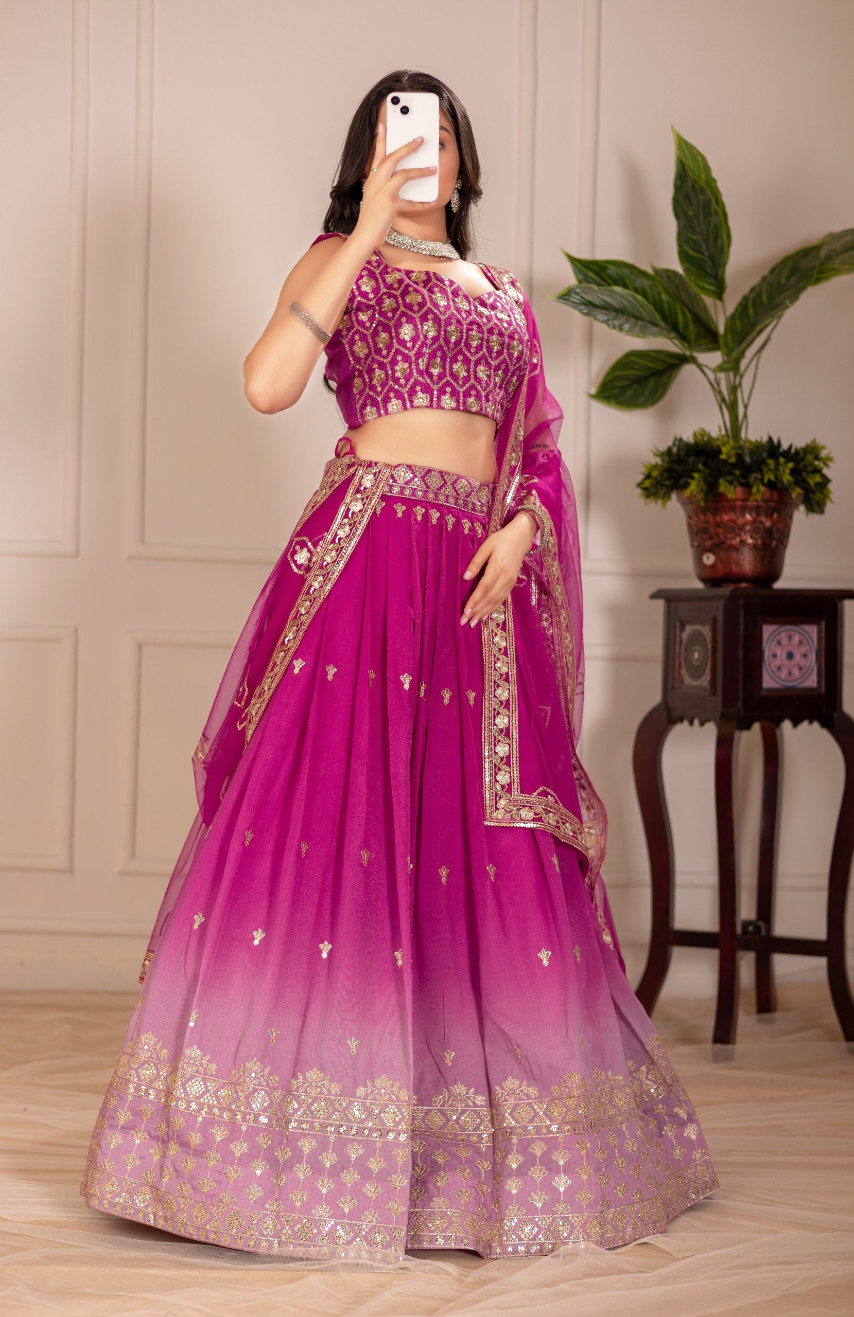 DEIANA'S Heavy Embroidery With Thread Work Lehenga Choli - Pink - Distacart