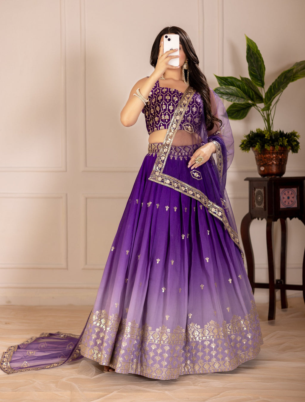 DEIANA'S Heavy Embroidery With Thread Work Lehenga Choli - Purple - Distacart