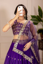 DEIANA'S Heavy Embroidery With Thread Work Lehenga Choli - Purple - Distacart