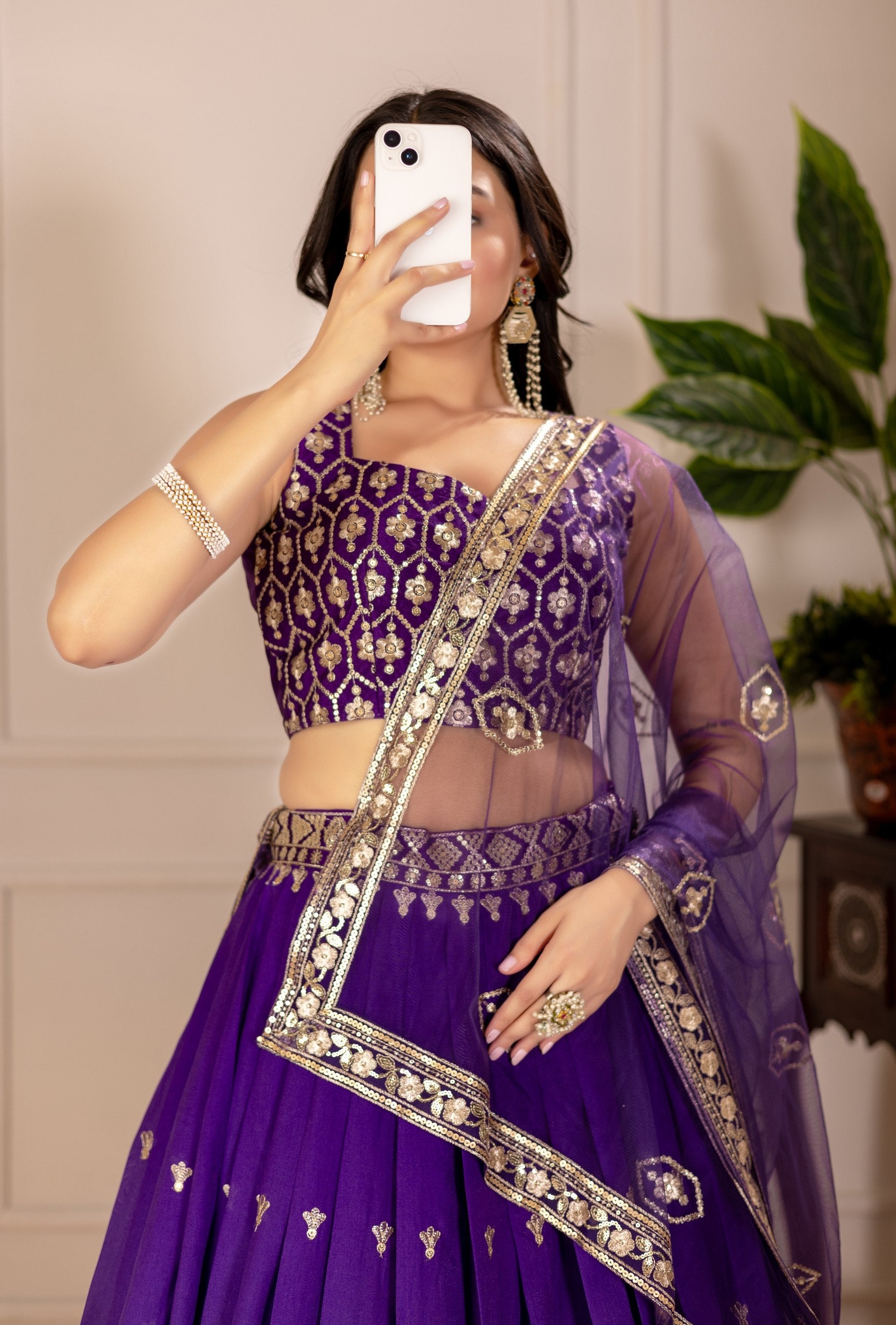 DEIANA'S Heavy Embroidery With Thread Work Lehenga Choli - Purple - Distacart
