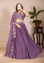DEIANA'S Heavy Plain with crease work Lehenga Choli - Purple - Distacart