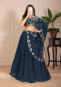 DEIANA'S Heavy Plain with crease work Lehenga Choli - Rama - Distacart