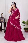 DEIANA'S Heavy Plain with crease work Lehenga Choli - Red - Distacart