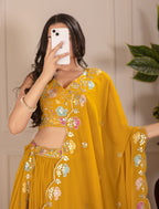 DEIANA'S Heavy Plain with crease work Lehenga Choli - Yellow - Distacart