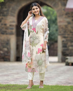Lorenvalley Black Georgette Printed with Embroidery Work Kurta Set - Distacart