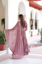 Evanik Women Faux Blooming With Beads Embroidery Work Gown Dupatta Collection - Distacart