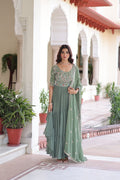 Evanik Women Faux Blooming With Beads Embroidery Work Gown Dupatta Collection - Distacart
