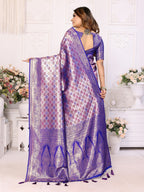 Anaita Lavender Banarasi Chaturi Silk With Weaving Saree With Blouse - Distacart