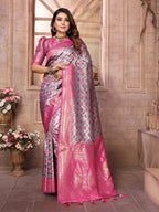 Anaita Rani Pink Banarasi Chaturi Silk With Weaving Saree With Blouse - Distacart