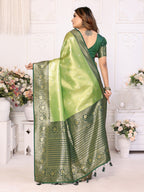 Anaita Light Green Tissue Silk With Butti Weaving Saree With Blouse - Distacart