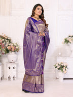Anaita Lavender Tissue Silk With Butti Weaving Saree With Blouse - Distacart
