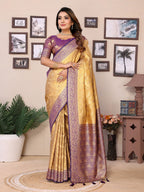 Anaita Cream Tissue Silk With Jaal Weaving Saree With Blouse - Distacart