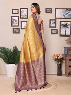 Anaita Cream Tissue Silk With Jaal Weaving Saree With Blouse - Distacart