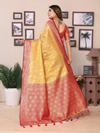 Anaita Golden Tissue Silk With Jaal Weaving Saree With Blouse - Distacart