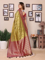 Anaita Green Tissue Silk With Jaal Weaving Saree With Blouse - Distacart