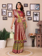 Anaita Green Tissue Silk With Jaal Weaving Saree With Blouse - Distacart