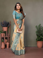 Anaita Light Blue Viscose Silk With Butties Weaving Saree With Blouse - Distacart
