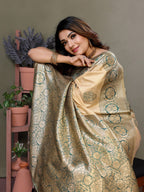 Anaita Dark Green Viscose Silk With Butties Weaving Saree With Blouse - Distacart