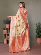 Anaita Baby Pink Viscose Silk With Butties Weaving Saree With Blouse - Distacart