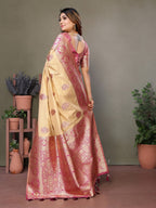 Anaita Rani Pink Viscose Silk With Butties Weaving Saree With Blouse - Distacart