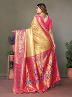 Anaita Dark Golden Tissue Silk With Paithani Woven Saree With Blouse - Distacart