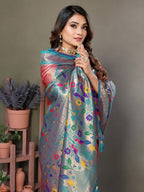 Anaita Light Pink Tissue Silk With Paithani Woven Saree With Blouse - Distacart