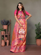 Anaita Orange Tissue Silk With Paithani Woven Saree With Blouse - Distacart