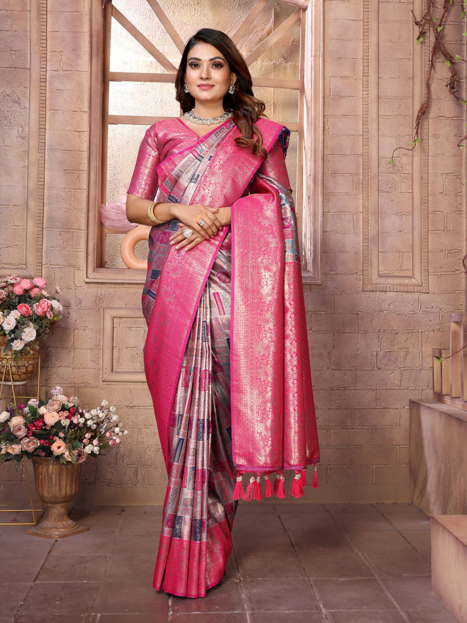 Anaita Purple Banarasi Chaturi Silk With Zari Weaving Saree With Blouse - Distacart