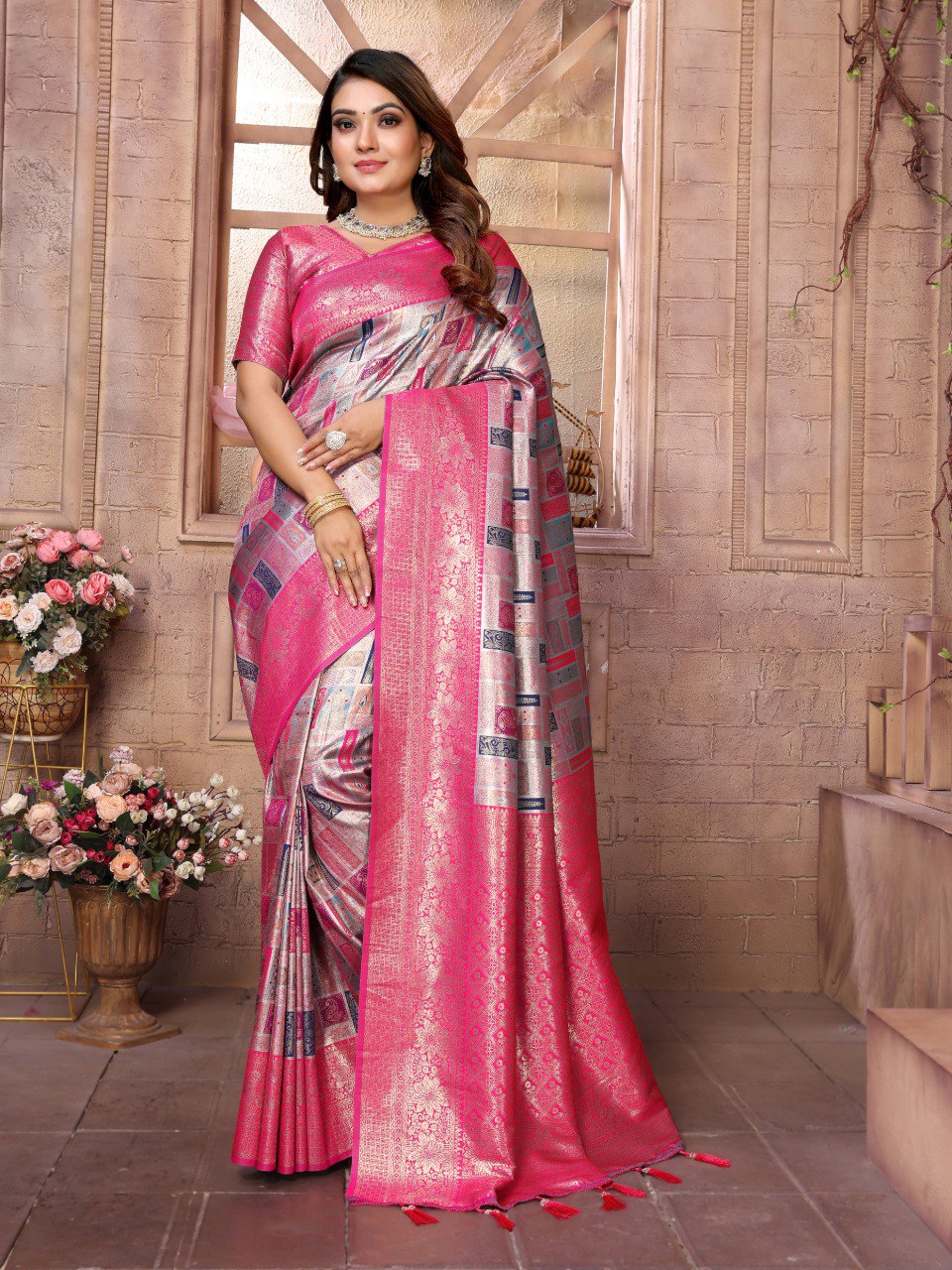 Anaita Purple Banarasi Chaturi Silk With Zari Weaving Saree With Blouse - Distacart