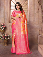 Anaita Orange Banarasi Chaturi Silk With Zari Weaving Saree With Blouse - Distacart