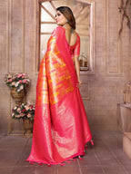 Anaita Orange Banarasi Chaturi Silk With Zari Weaving Saree With Blouse - Distacart
