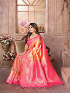 Anaita Orange Banarasi Chaturi Silk With Zari Weaving Saree With Blouse - Distacart