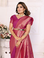 Anaita Purple Silk With Zari Weaving Saree With Blouse - Distacart