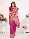Anaita Purple Silk With Zari Weaving Saree With Blouse - Distacart
