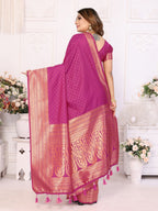 Anaita Purple Silk With Zari Weaving Saree With Blouse - Distacart