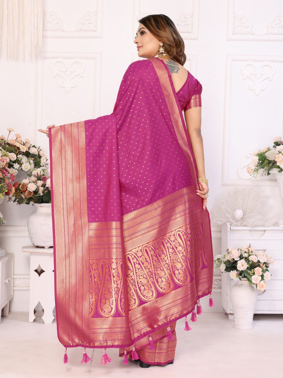 Anaita Purple Silk With Zari Weaving Saree With Blouse - Distacart
