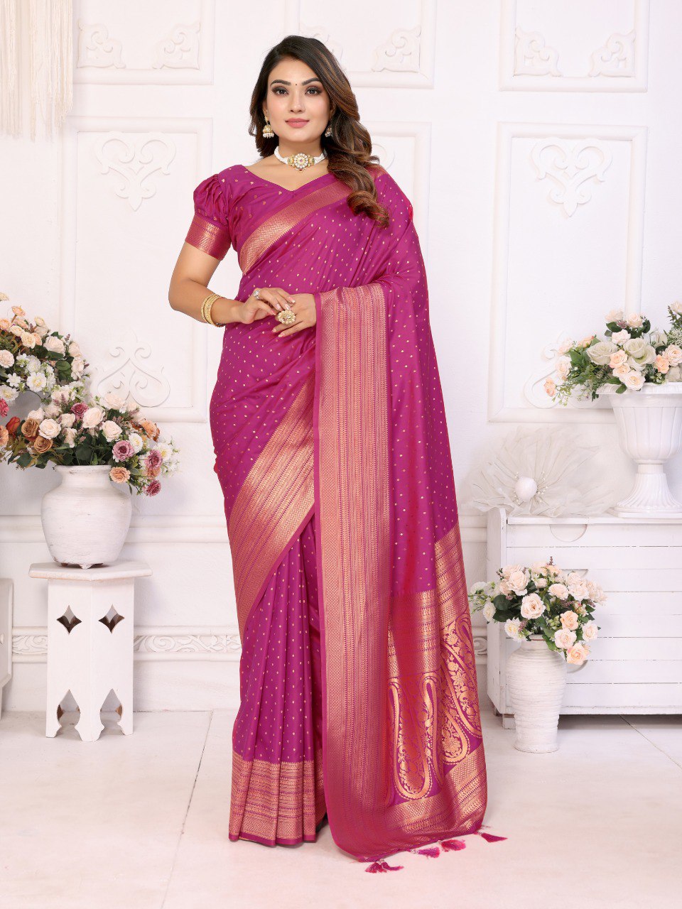 Anaita Purple Silk With Zari Weaving Saree With Blouse - Distacart