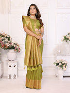 Anaita Green Silk With Zari Weaving Saree With Blouse - Distacart