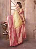 Anaita Cream Tissue Silk With Weaving Saree With Blouse - Distacart